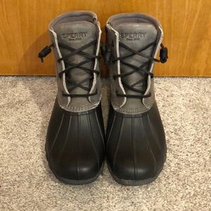 Sperry Black and Grey Saltwater Duck Boot